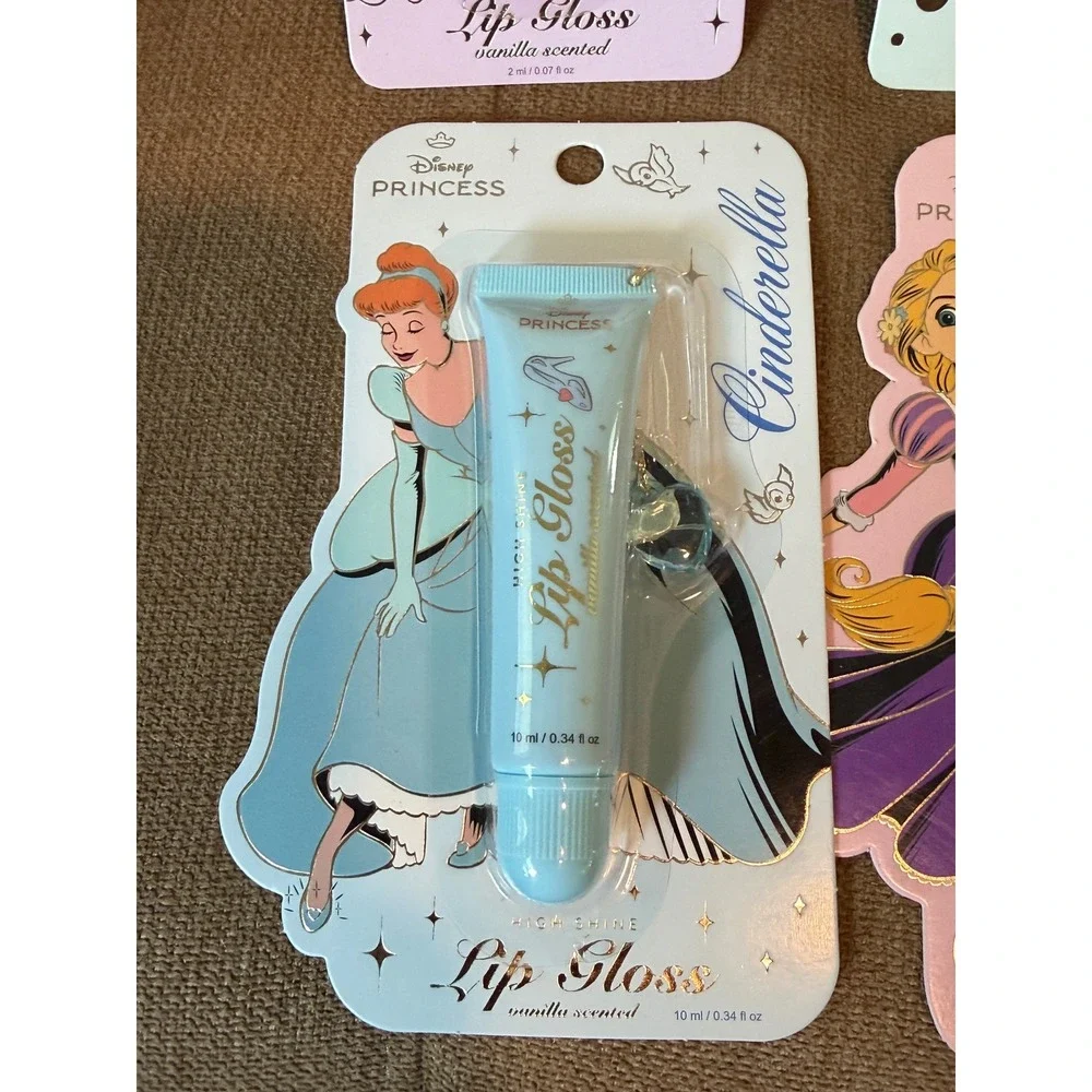 Disney Princess High Shine Lip Gloss Set Jasmine Ariel Cinderella Rapunzel 4pk